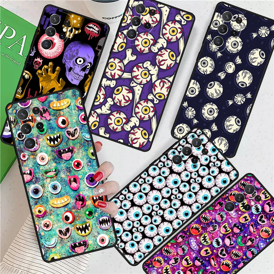 Halloween Scary Eyeball For Samsung Galaxy S24 Ultra S21 S22 S8 S9 S10E Note 10 20 Plus FE S23 Phone case Cover Coque