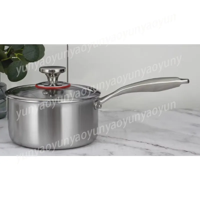 

Small Milk Pot with Single Handle, Baby Food Cooking Pot for Noodles & Soup, Induction Safe Saucepan with Lid