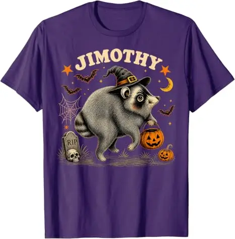 Jimothy Seattle Raccoon Halloween-Shirt, lustiges Tier-Meme-T-Shirt, Y2k Spooky Season, Trick or Treat Nights Wizard Jimothy Tees – Detail 12