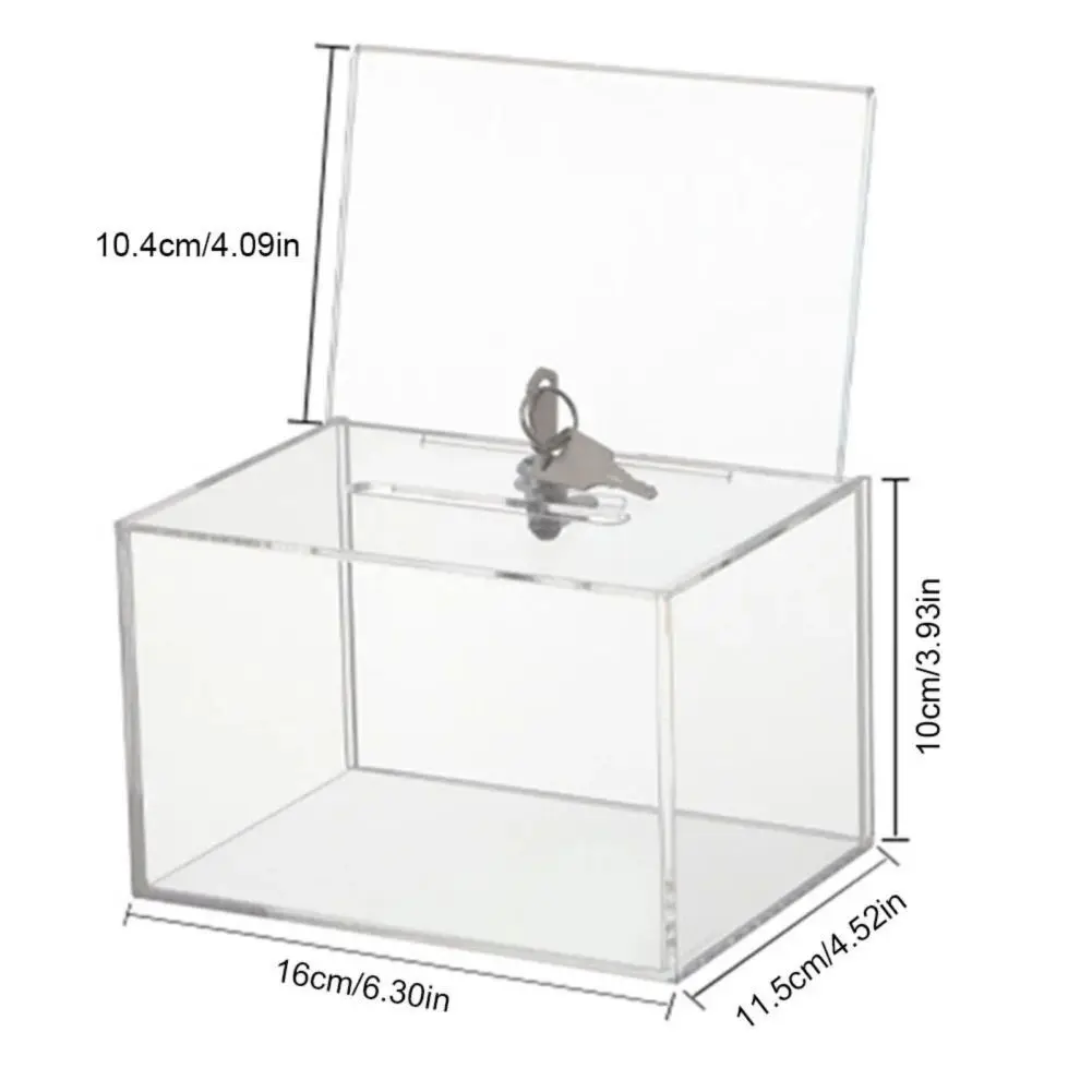 Acrylic Donation Suggestion Ballot Box With Lock Sign Holder Secure Safe Tip Jars Great For Business Cards Events 12x15.9x10.2cm