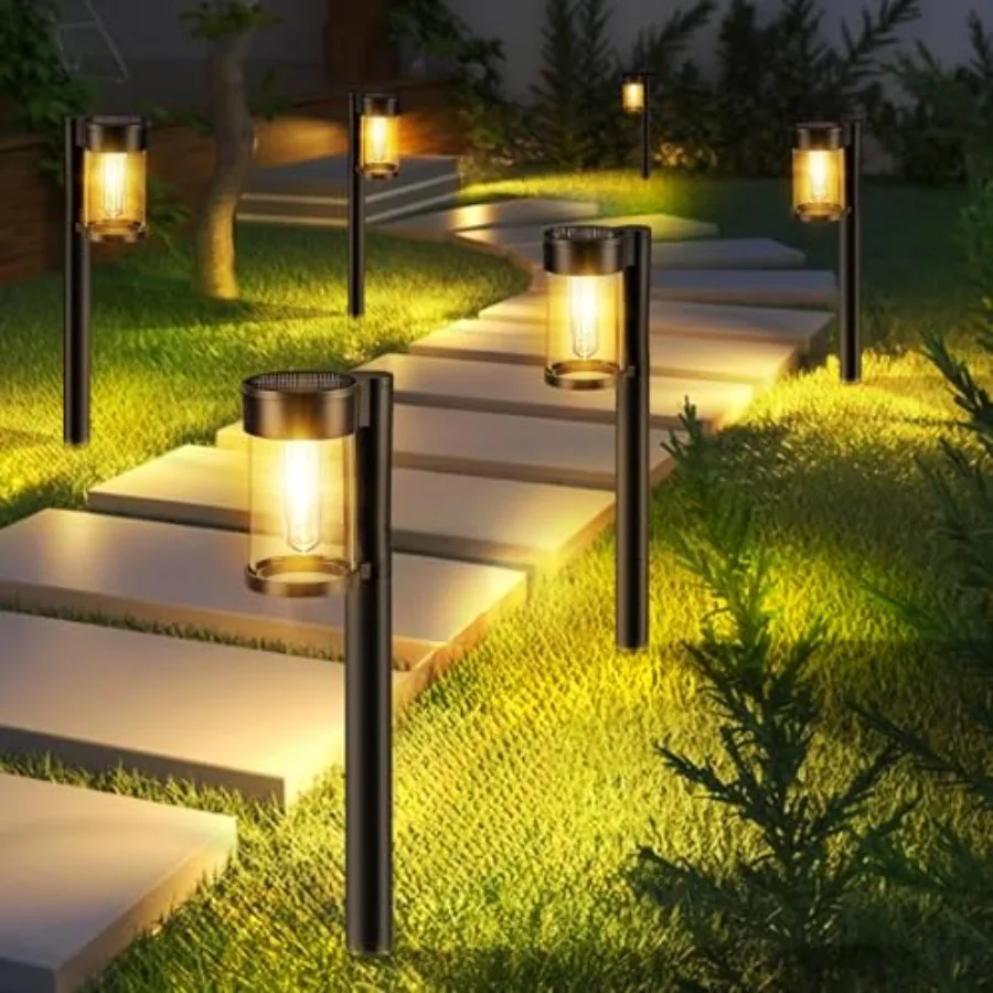 

Solar Pathway Lights Outdoor 10 Pack Metal Glass Solar Lights Outdoor Waterproof Landscape Path Lights for Outside Yard Lawn Wa