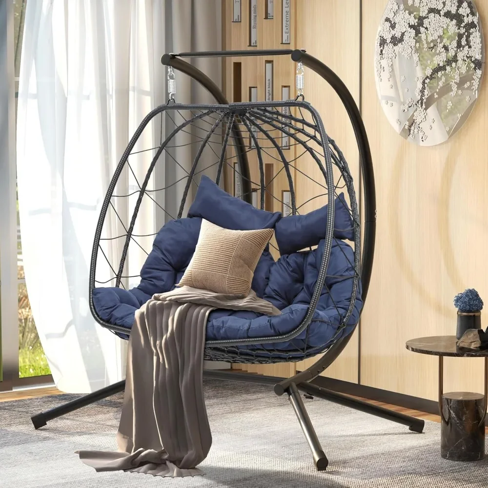 

Hanging Swing Chair with Stand Egg Chair Indoor Outdoor Hammock Egg Chair with Cushionsfor Patio, Bedroom, Garden and Balcony