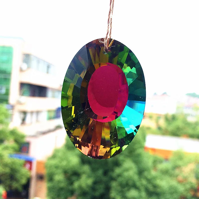 50pcs 50mm Rainbow Crystal Bird's Nest Shape Pendants (Free Rings ) Curtain Parts Glass Suncatcher Christmas & Home Decoration