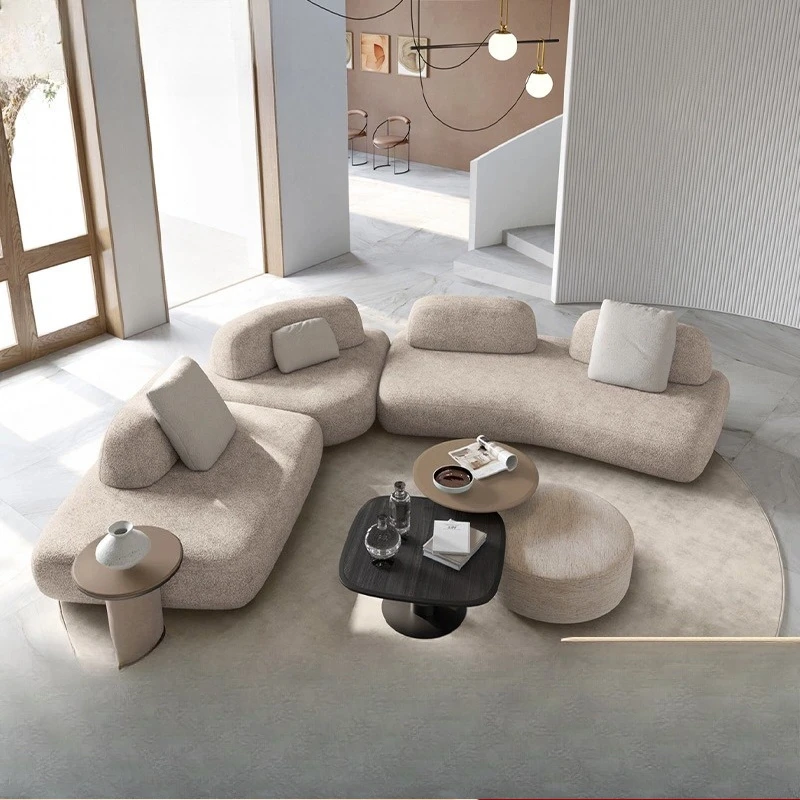 

Minimalist island sofa large flat-floor villa living room corner curved