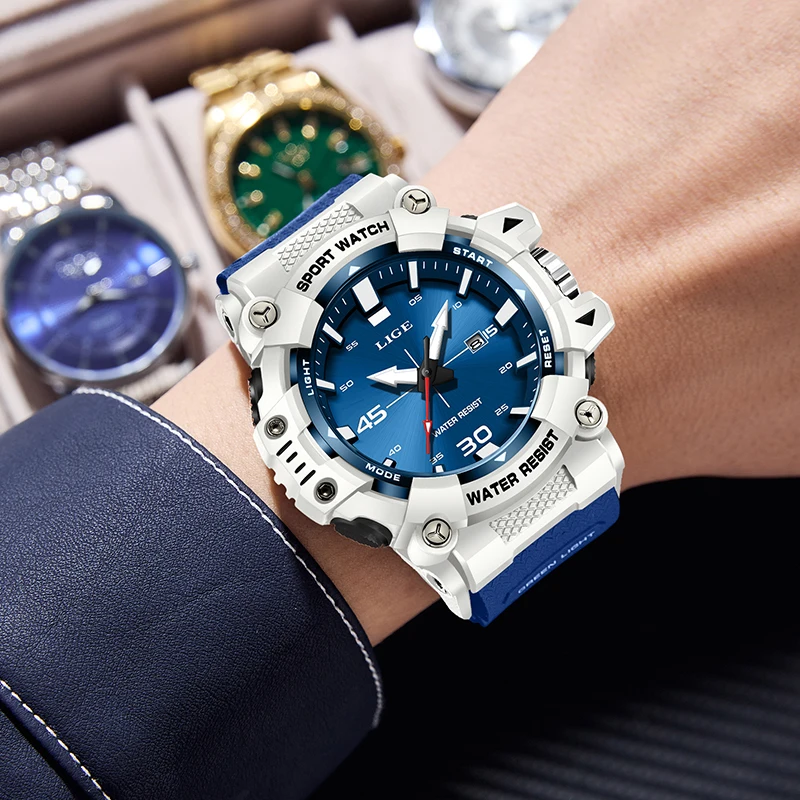 LIGE 2026 كوارتز ساعات المعصم موضة عسكرية قمة الساعات الفاخرة الرجال الرياضة مقاوم للماء مضيئة تاريخ ساعة رجالي Reloj Hombre #6