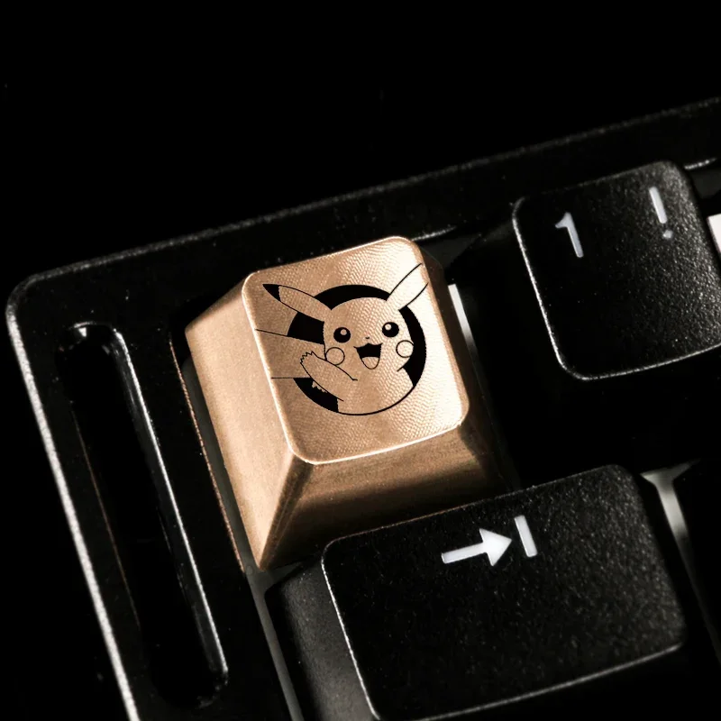 Pokemon Cartoon Anime Cute Pikachu Gengar Pure Brass Keycaps Delicate Personalized Mechanical Keyboard Factory R4 Height 1PCS