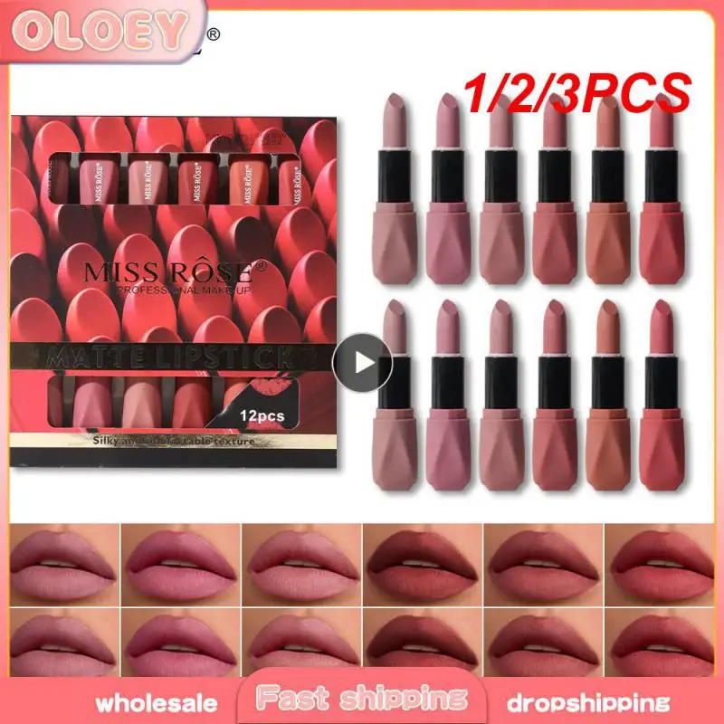 

1/2/3PCS Lipstick High Color Rendering Sweat-proof Red Lip Tint Mini New Lazy Lipstick Set Beauty Products Velvet Lipstick