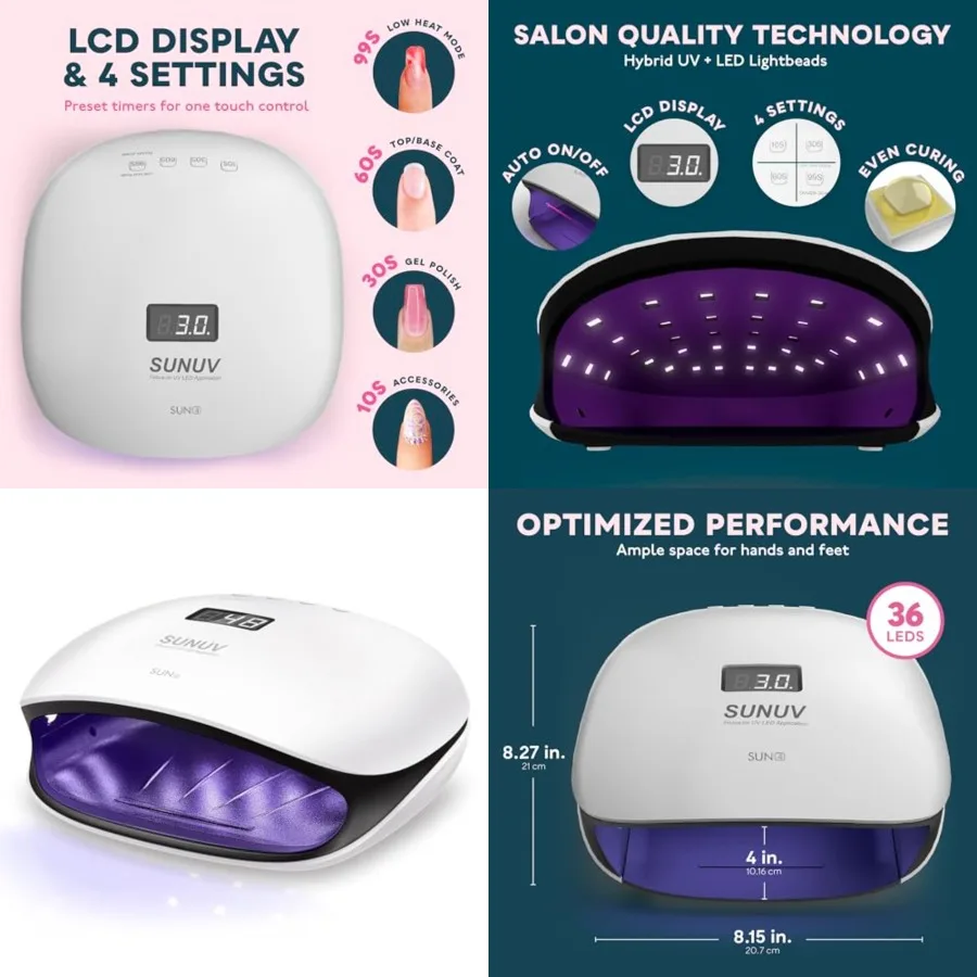 

SUNUV UV LED Nail Lamp, UV Light for Nails Compatible with All Gel Polish, 36 LEDs with 4 Timer Settings, LCD Display for Home