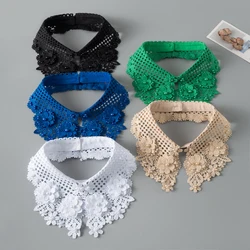 White Lace Fake Collar Women Elegant Candy Color Detachable Collars for Women Beading False Lapel False Collars Woman Tie