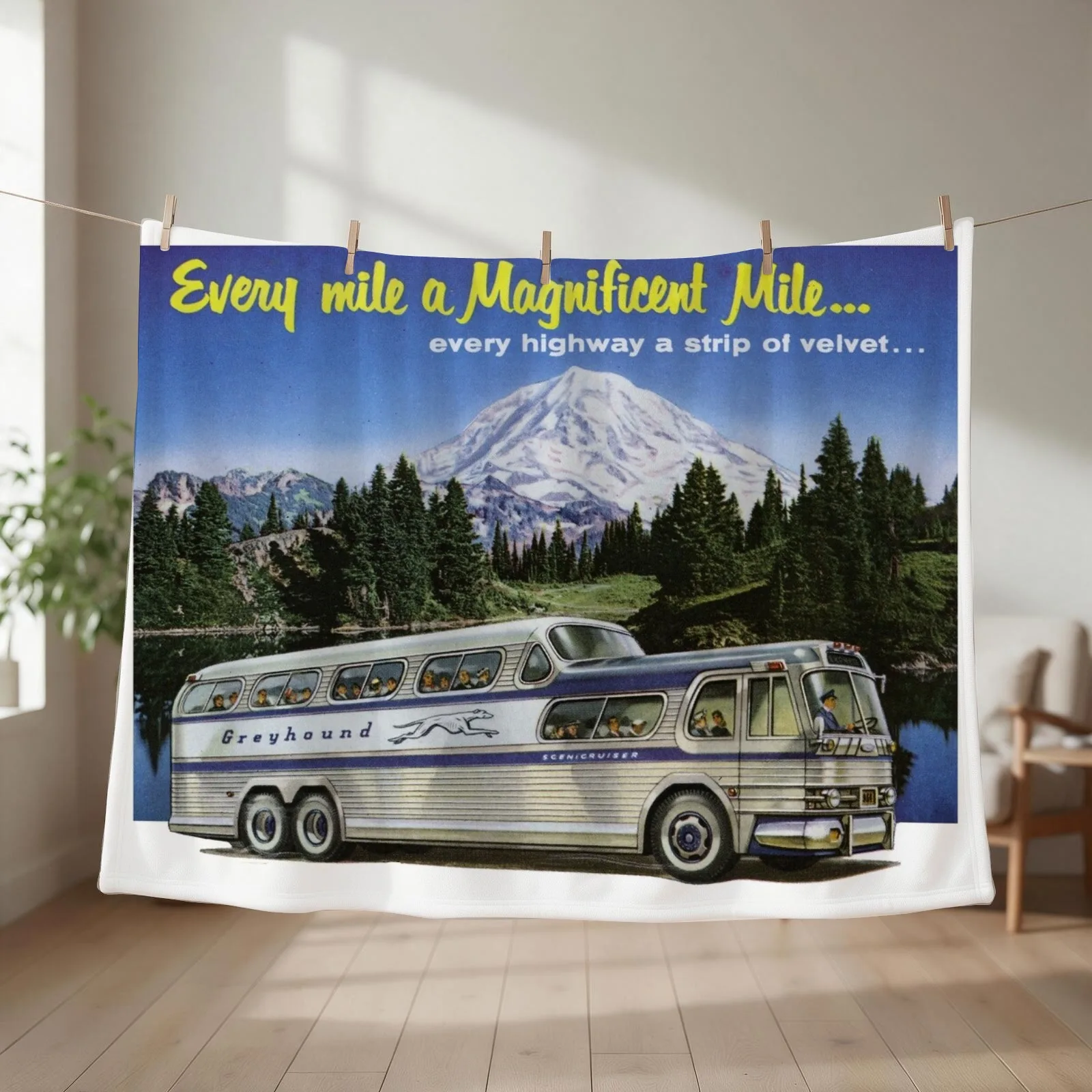 The Greyhound. 1950s Adventures Start Here! Throw Blanket couch cozy soft plush fuzzy picnic outdoor blanket