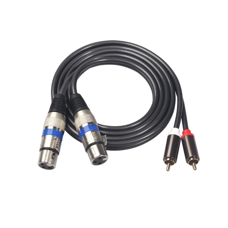 

1.5M 2RCA Male To 2 XLR Male Audio Cable Cord Aluminum Alloy Shell Zinc Alloy Head for Amplifier Mixer Turntables System