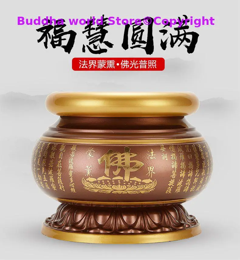 A SET 9PCS Buddhism high grade HOME Temple shrine enshrine worship wealth buddha God lamp Incense burner Holy water cup trays