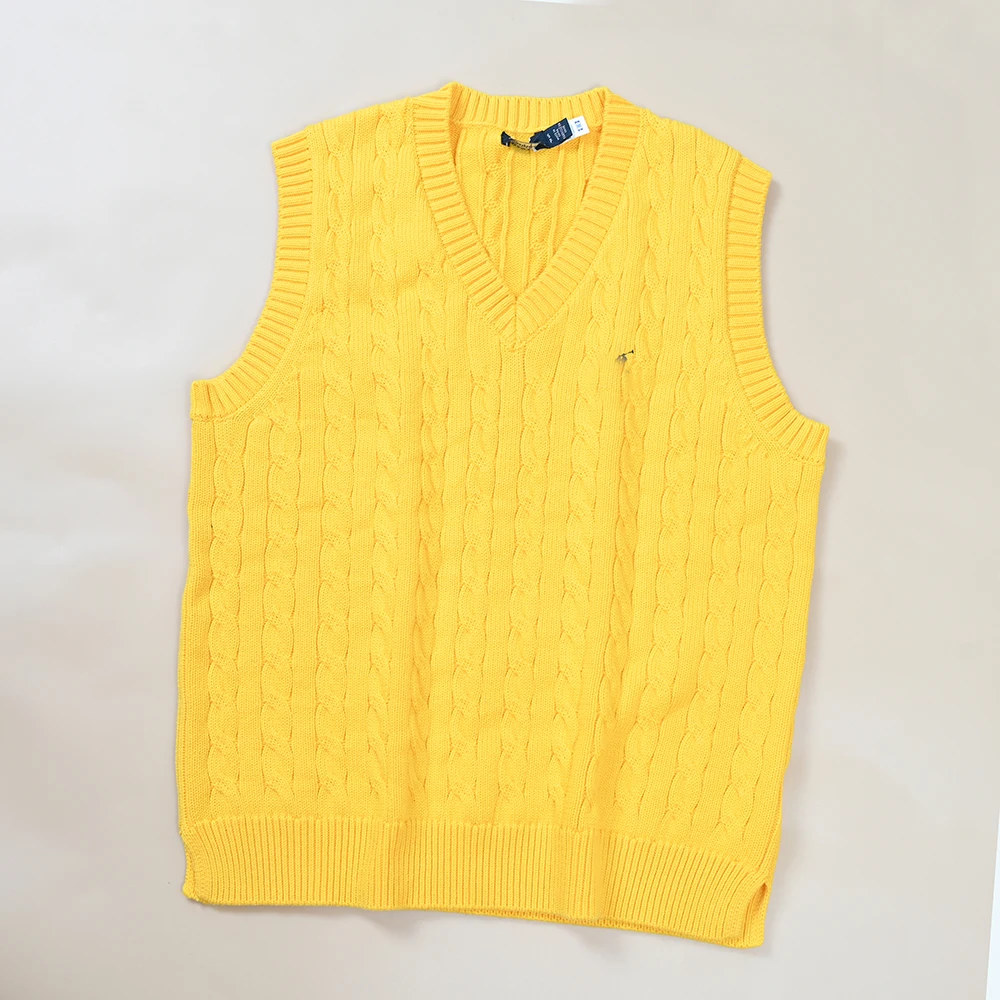 Женский осенне-зимний новый хлопковый вязаный жилет с вышивкой маленькой этикеткой V-Ne, универсальный простой персональный вариант всех