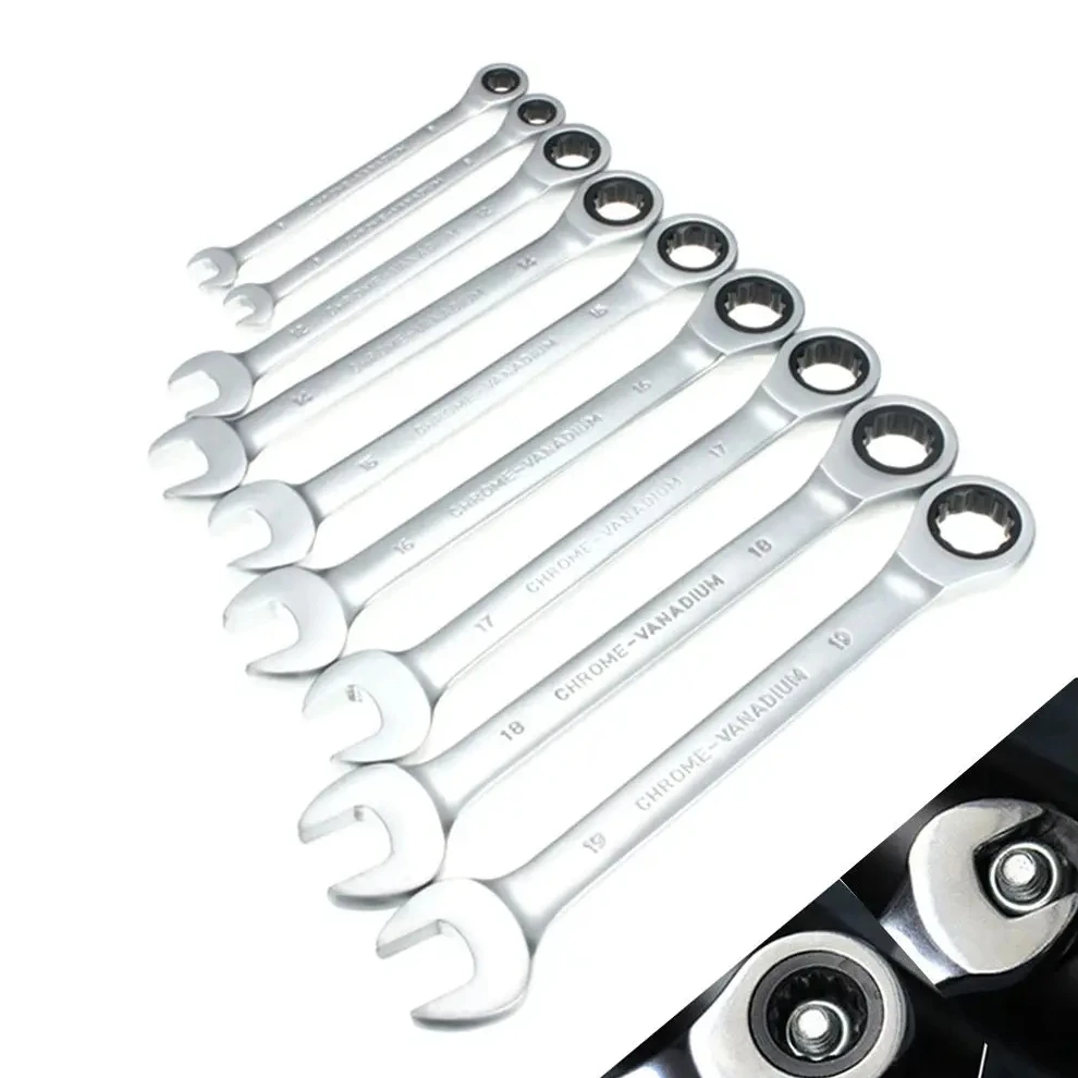 Fast Ratchet Key Wrench Set Double End Ring Spanner CR-V Universal Torque Gear Spanner For Socket Nut Tools