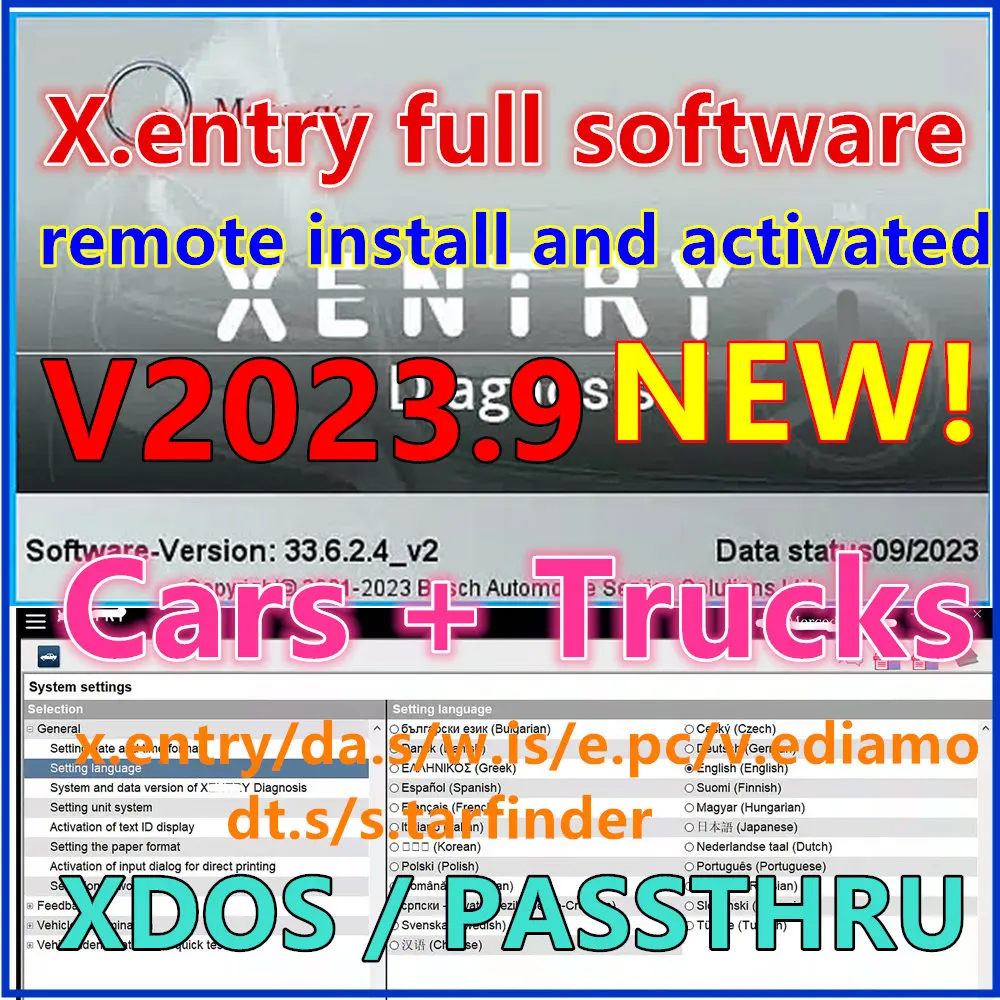 

Newest 2023.9 Xentry das Software XDOS For MB Star C4 C5 Diagnostic Tool Passthru For Tactrix Openport 2.0 Car Diagnostic Tool