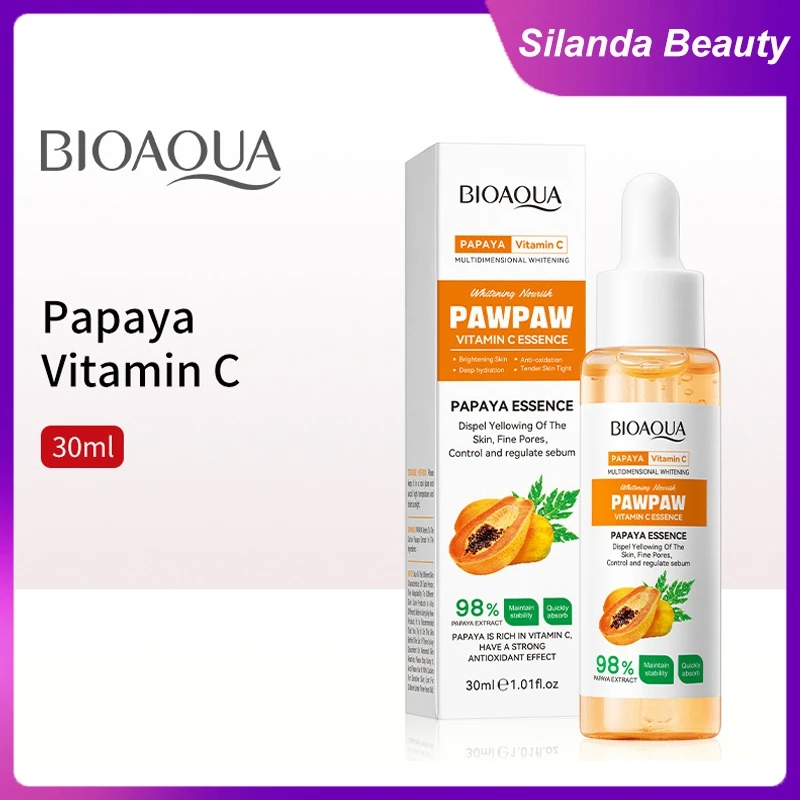 Silanda Beauty Pawpaw Vitamin C Face Serum 30ml Whitening Essence Anti Oxidant Hydrating Facial Serum Korean Skincare Products