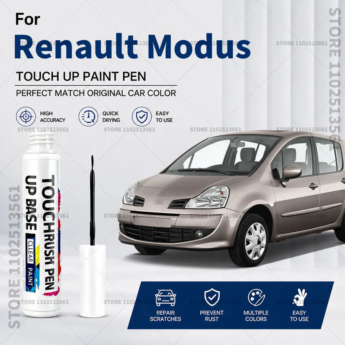 For Renault Modus White Black Car Scratch Repair Paint Pen Automotive Touch Up Paint Brush for Paint Chips and Surface Scratches