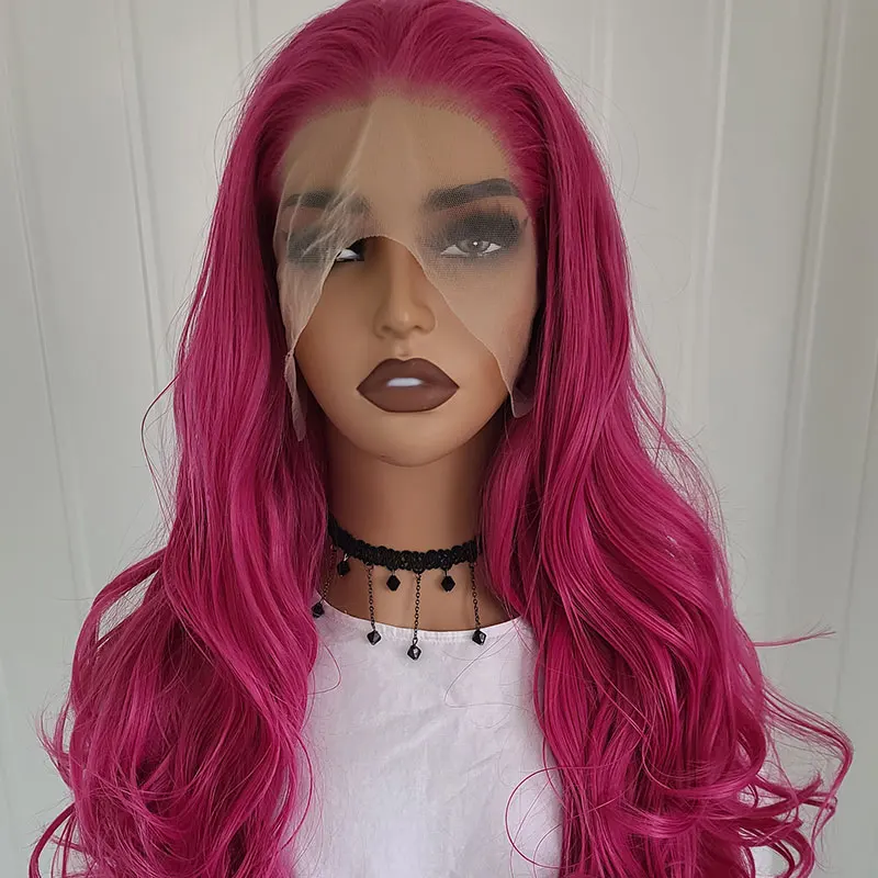 Perruque Lace Front Wig Body Wave synthétique 13x4, rose, violet, haute qualité, fibre de degré de chaleur, délié naturel pour femmes noires