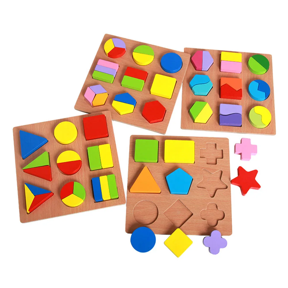 

Geometry Puzzle Shape Panel Toy for Kids Multifunctional Wooden Math Puzzles Baby Early Learning Educational Montessori