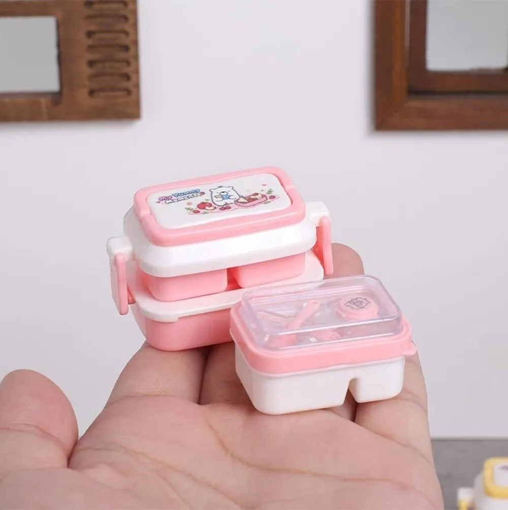 1:6 Doll House Dccessories Dollhouse Lunch Box Set Kitchen Props Cartoon Simulated Dinner Box Miniature Bento Box Model