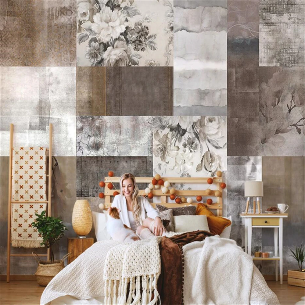 custom papel de parede Nordic flower graffiti geometric wallpaper living room television background wall mural home decoration
