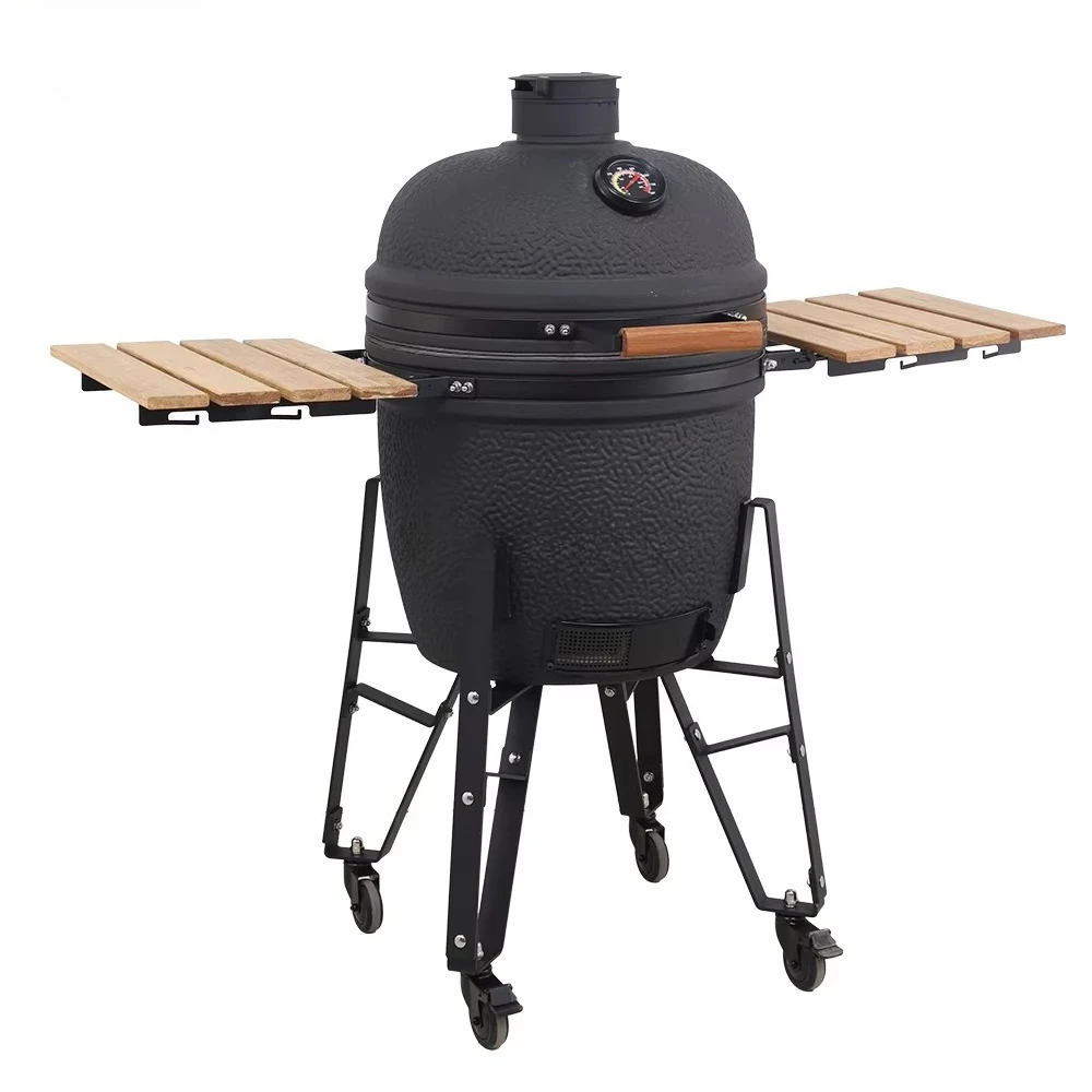 BBQ 21 Inch Kamado Grill OEM Custom Ceramic Charcoal BBQ Smoker Outdoor Factory Wholesale Manufacturer
