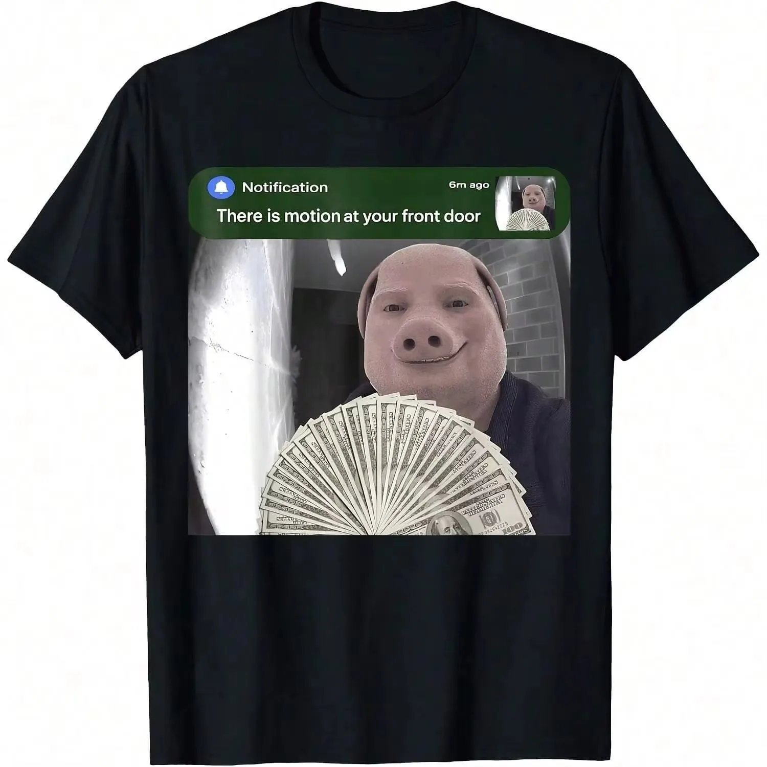 There Is Motion At Your Front Door Funny John Pork Meme T-Shirt lightweight tshirt, unisex t-shirt