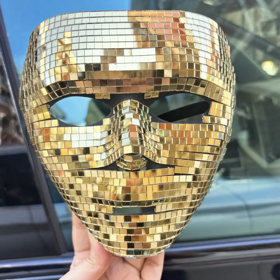 انفجارات ديسكو قناع عاكس حفلة الهالوين C قطعة أثرية مرآة كاملة الوجه مغطاة بتأثير فسيفساء رائع هدية حفلة عيد الميلاد #3