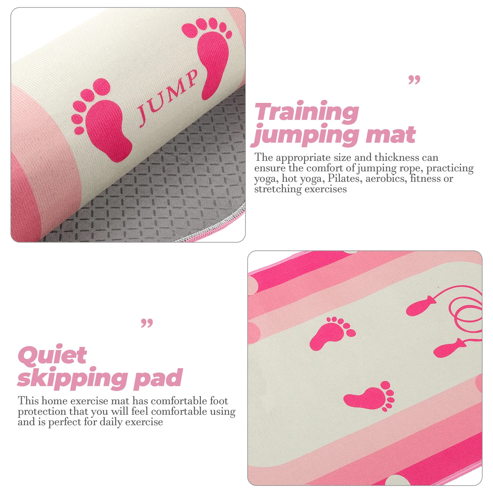 حصيرة حبل القفز المحمولة للتمرين المنزلي، وسادة الطفر العازلة للصوت، متعددة الوظائف، اليوغا، اللياقة البدنية، ممارسة التدريب، حصيرة رياضية