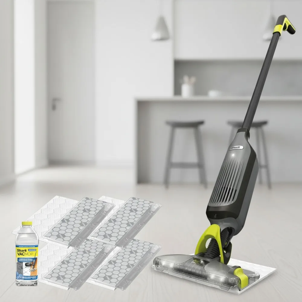 

Cordless Hard Floor Cleaner Vacuum Spray Mop, Powerful Suction Lightweight LED Lights, 4 Pads & Cleaning Solution