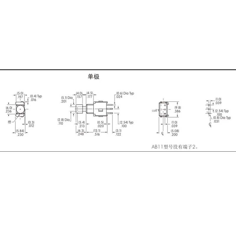 1 STÜCK/LOS 100 % importierter japanischer NKK AB11AP-Tastenschalter, 2-polig, vergoldet, 0,4 VA, selbstrückstellender Knopf AB-11 ohne Kappe – Detail 2