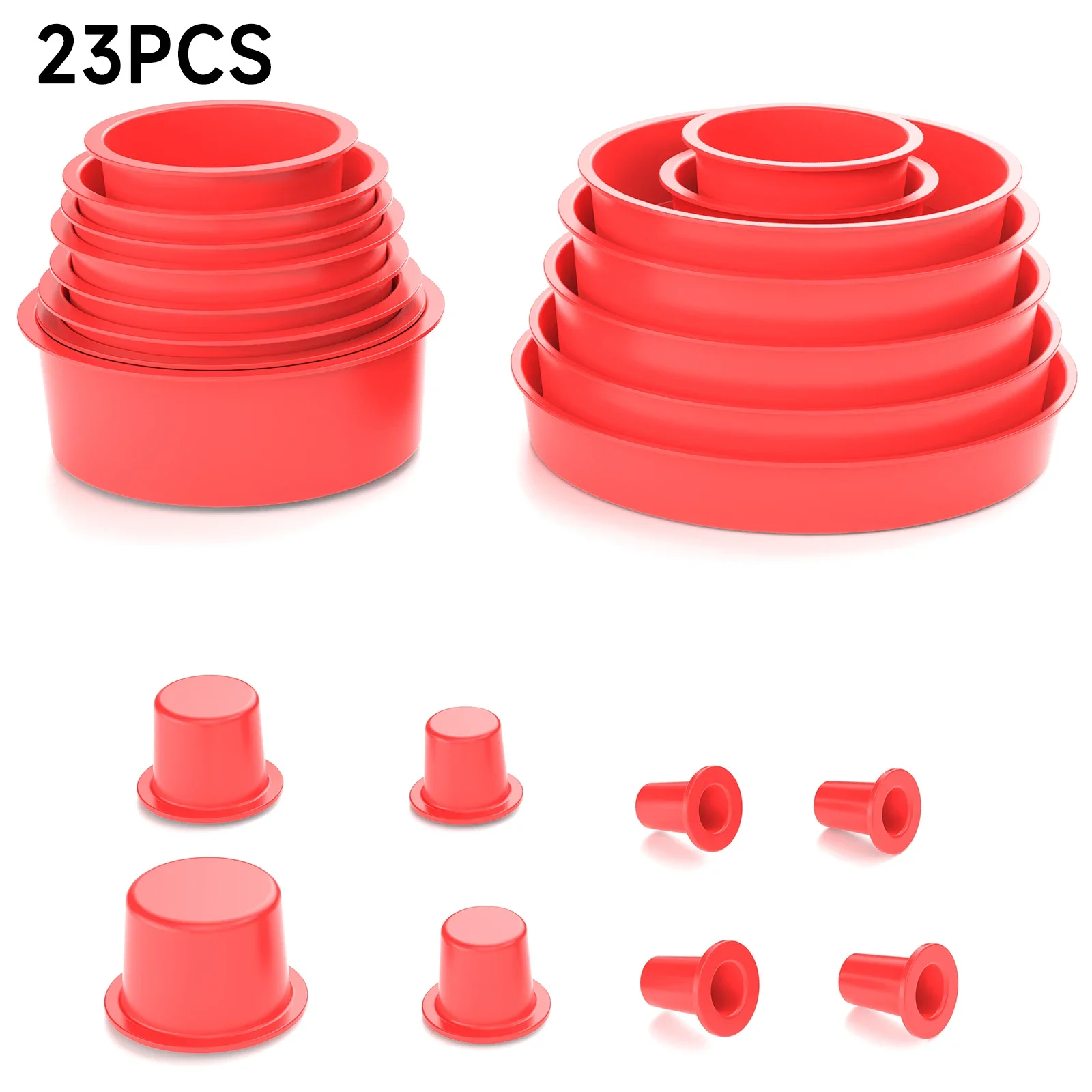 ANCEL Automotive Red Cap Plugs Kit 23 Piece Set Suitable for Smoke Leakage Test and Various Automotive Pipeline Openings