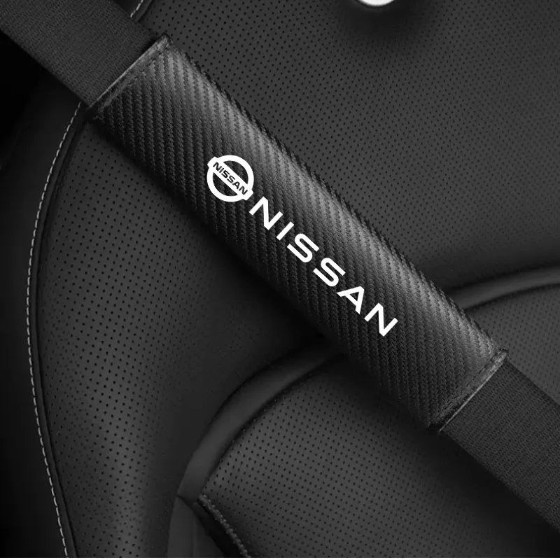 Car Seat Belt Pad Carbon Fibre Safety Belt Shoulder Cover Protection for Nissan Tiida Sylphy Teana Almera Qashqai X-trail Auto view 6