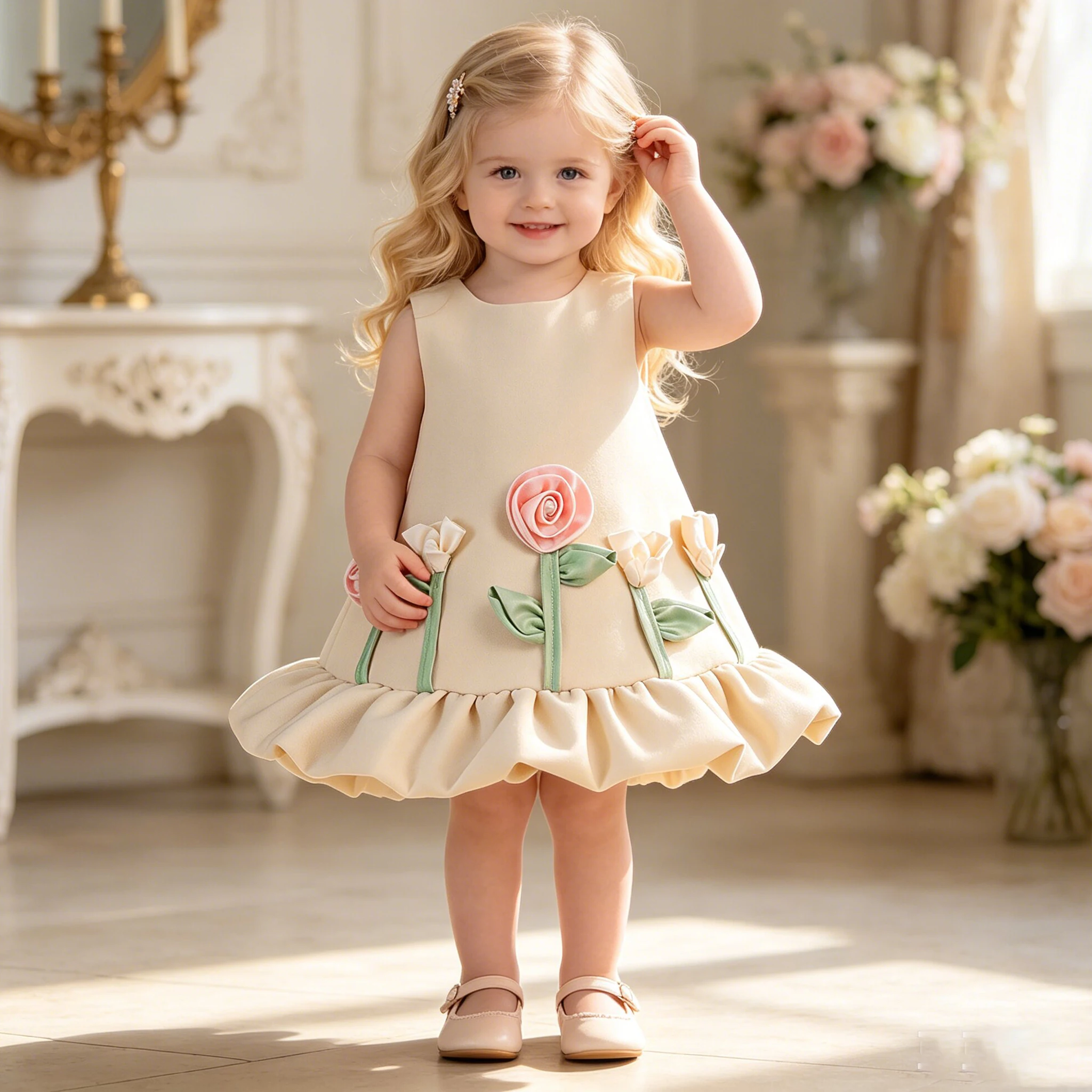 Mode Blume Party Baby Mädchen Kleid Kleinkind 1Yrs Geburtstag Hochzeit Prinzessin Abendkleider Mädchen Elegante Brautjungfern Abendkleid