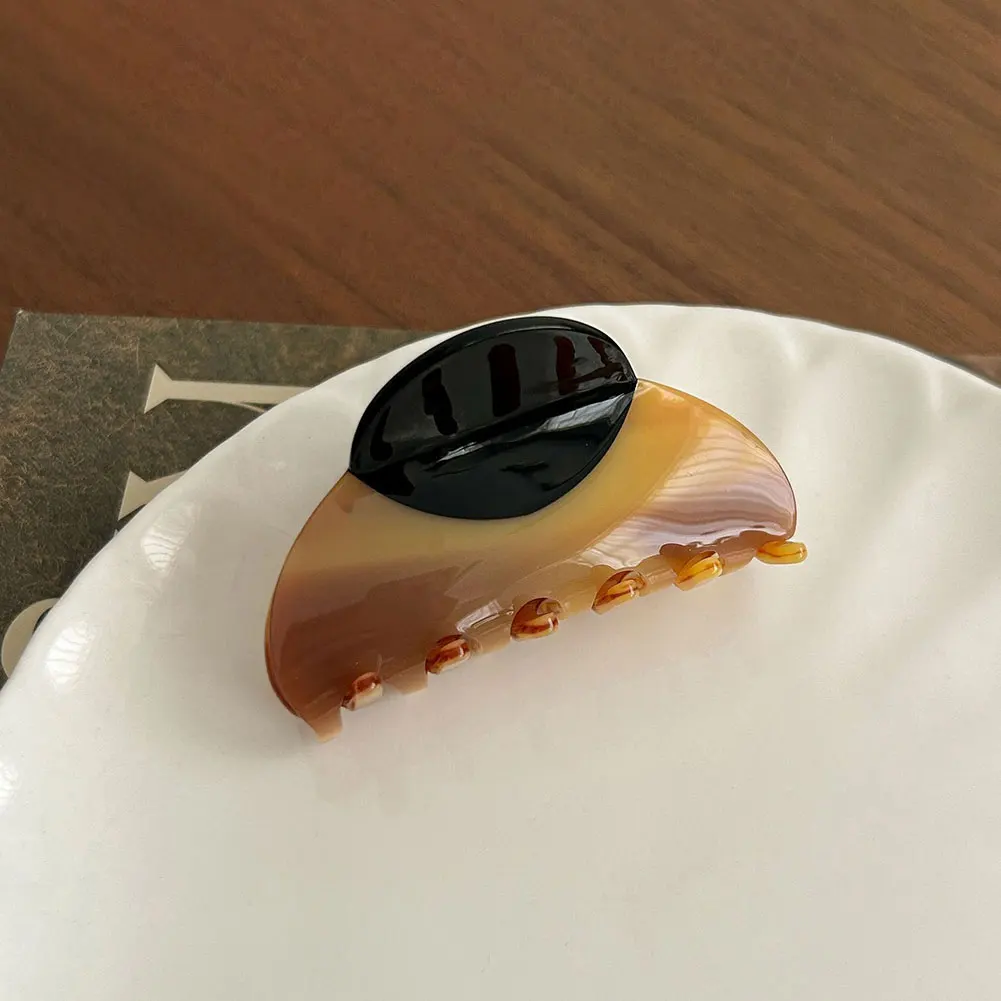 

1 шт. Утолщенная ацетатная заколка-краб для волос, двухцветная, с текстурой дерева и мрамора, для женщин, для повседневного использования