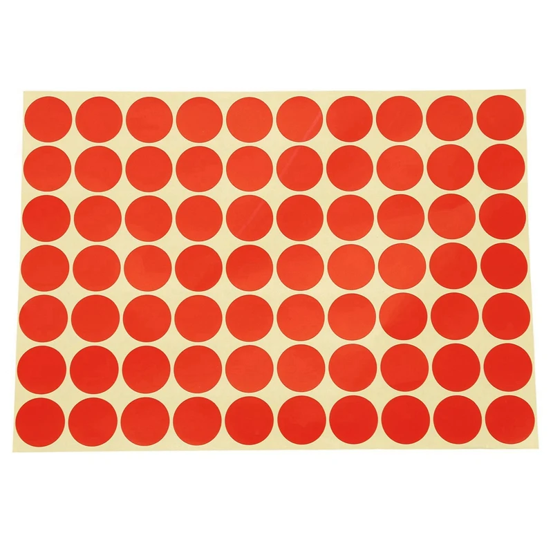 6Set 19Mm Circles Round Code Stickers Self Adhesive Sticky Labels Red