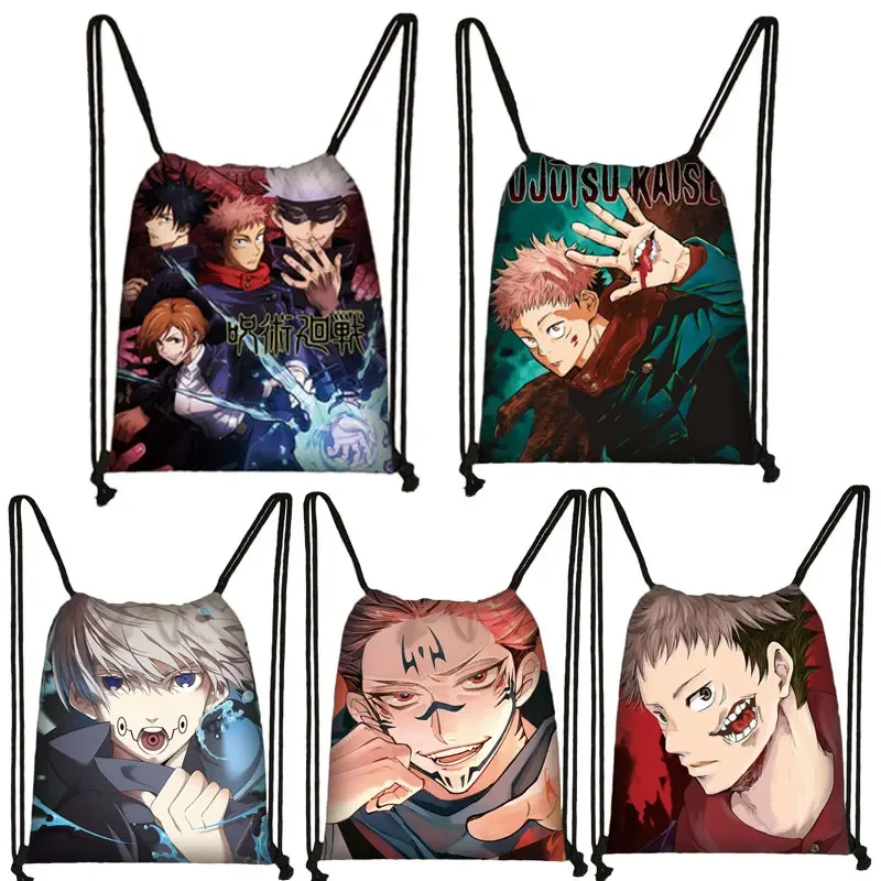 Anime Jujutsu Kaisen Yuji Itadori Drawstring Bag Men Canvas Travel Bag Teenager Boys Drawstring Bag Shoes Holder Kids Gift