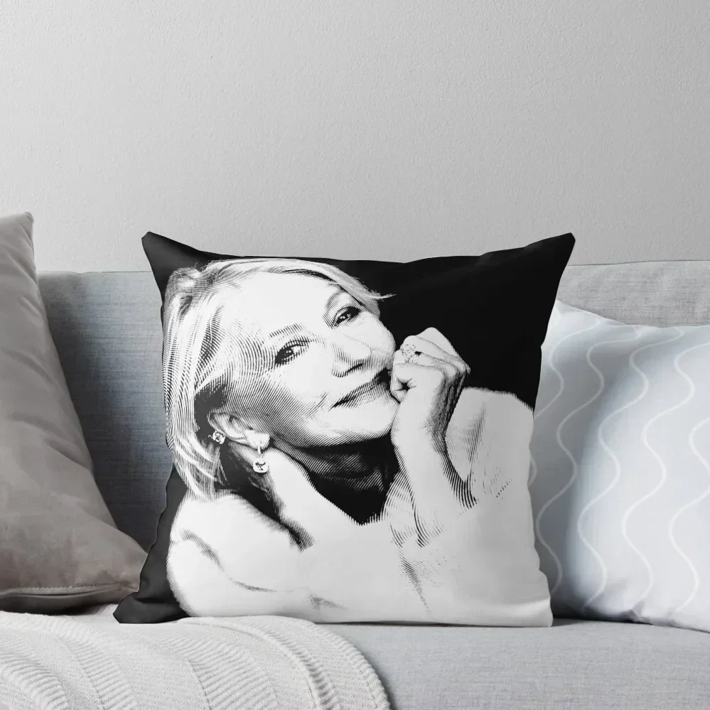 Helen Mirren Linocut In Black & White Throw Pillow autumn decoration pillows decor home pillow