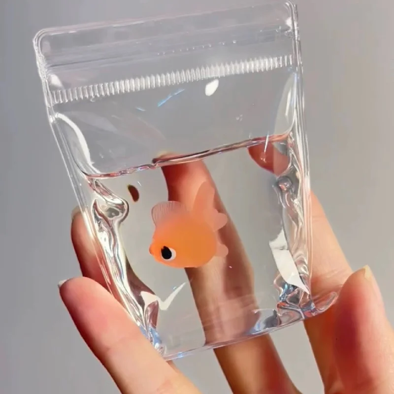 2024 Creative Novelty Clear Kawaii Little Goldfish Bag Silicone Squeeze Pinch Clownfish Toy Adult Stress Relief Children\'s Gifts