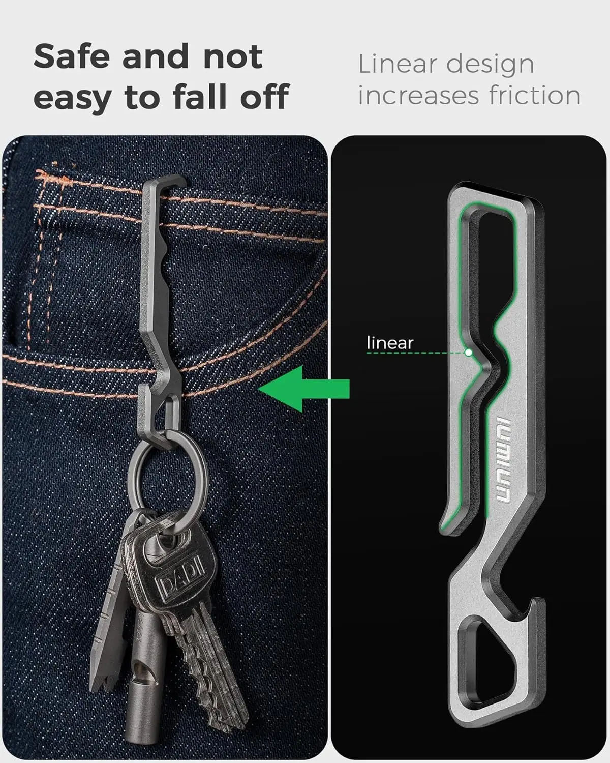 Titanium Belt Clip Keychain Carabiner with Bottle Opener, Lightweight EDC Key Holder for Men, Durable Outdoor Key Clip