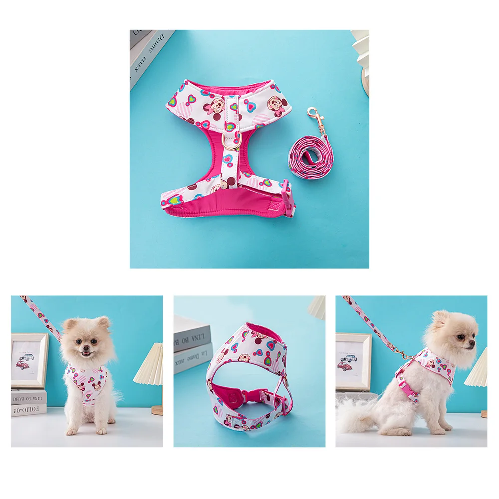 Winter Pure Cotton Thickened Outdoor Detachable Dog Harness and Leash Set Fashion Dog Walking Pomeranian Small Dog Supplies