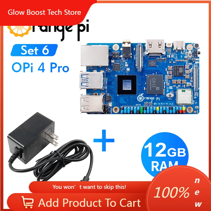 

NYOrange Pi 4 Pro 12G+5V3A TypeC Power Supply Allwinner A733 DDR5 Single Board Computer WiFi+BT M.2 PCIE SSD 3TOPS NPU Mini PC K