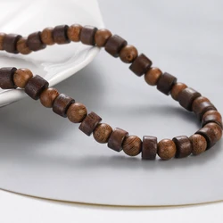 Nieuwe Etnische Cilinder & Ronde Houten Kralen Armband Voor Dames Heren Handgemaakte 8Mm Kralen Yoga Meditatie Houten Armbanden Sieraden