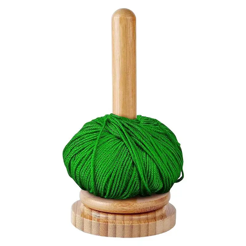 Yarn Holder Stand Wood Manual Yarn Winder Dispenser Rotating Yarn Ball Storage Knitting Accessories forCutting Sewing Crocheting