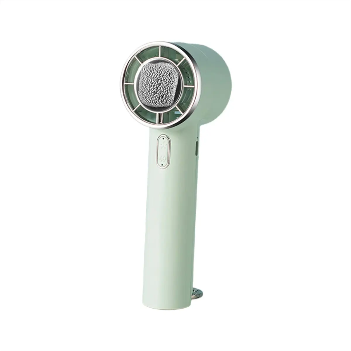 2026 Trend Handheld Turbo Ice Fan with Hook USB Mini Cold Fan 5-Speeds Wind Adjustable Outdoor Ice Compress Fan Green