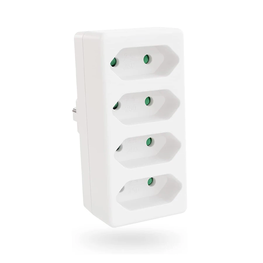 CILIA EU-Verlängerungssteckdose, 4 Schuko, Mehrfachsteckdose, 2-Pin-Schuko-Steckdose, Stromverlängerungsstecker-Konverter, Typ C, 220-250V, 2300W
