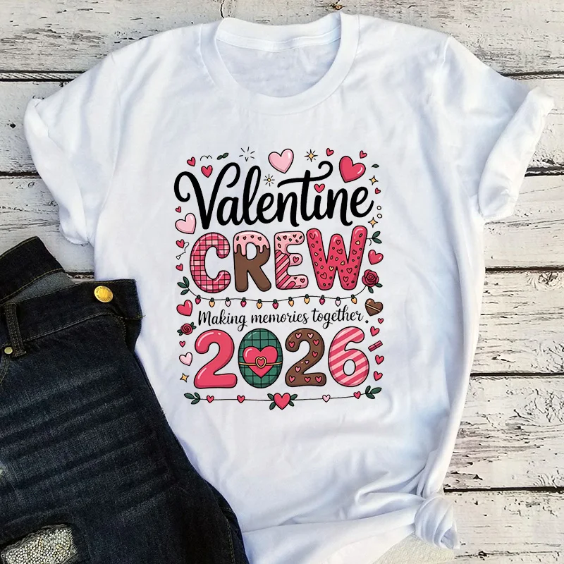 

Custom 2026 Valentine's Crew Shirts Matching Valentine's T-Shirts Romantic Seasonal Gifts for Lovers