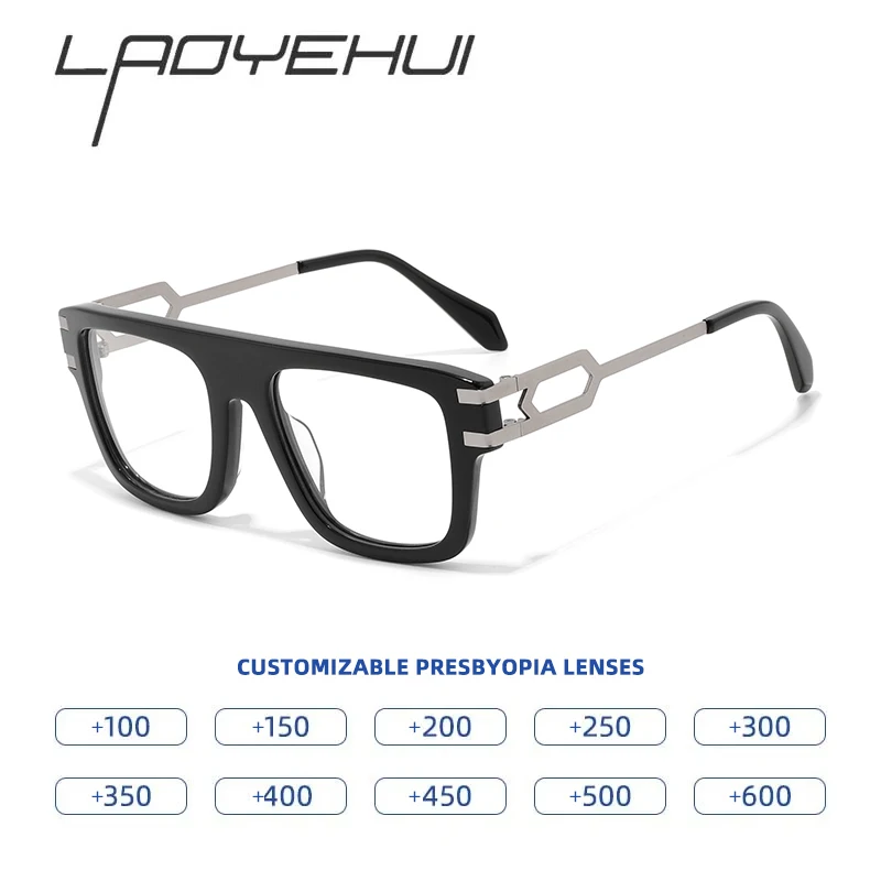 

Oversize Square Optical Frame Handmade Acetate Anti Blue Light Reading Glasses Men Presbyopia Eyeglasses Customized Prescription