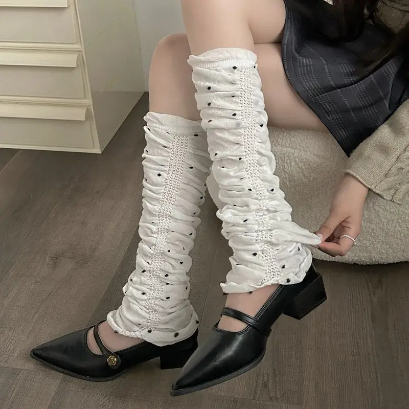 

Гетры в горошек, осень-зима 2025 г., длинные носки, чулки, гетры JK, вязаные носки, средние носки-трубы