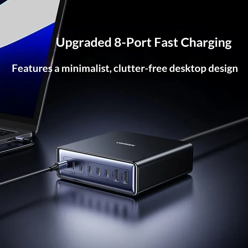 UGREEN 55763 Desktop GaN Charger 200W 8-Port 6 USB-C 2 USB-A PD PPS Fast Charging for Phones Tablets and Laptops